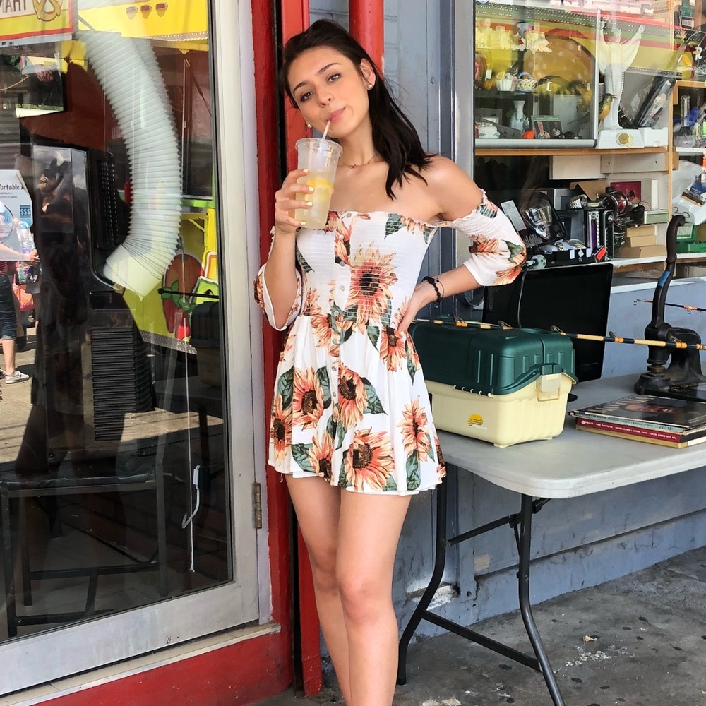 Sunflower Scrunch & Flare Mini Dress